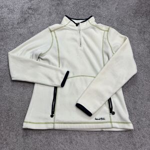 Weird Fish 1/4 Zip pullover Fleece Jacket Women 10 Cream Contrast Stitch Outdoor